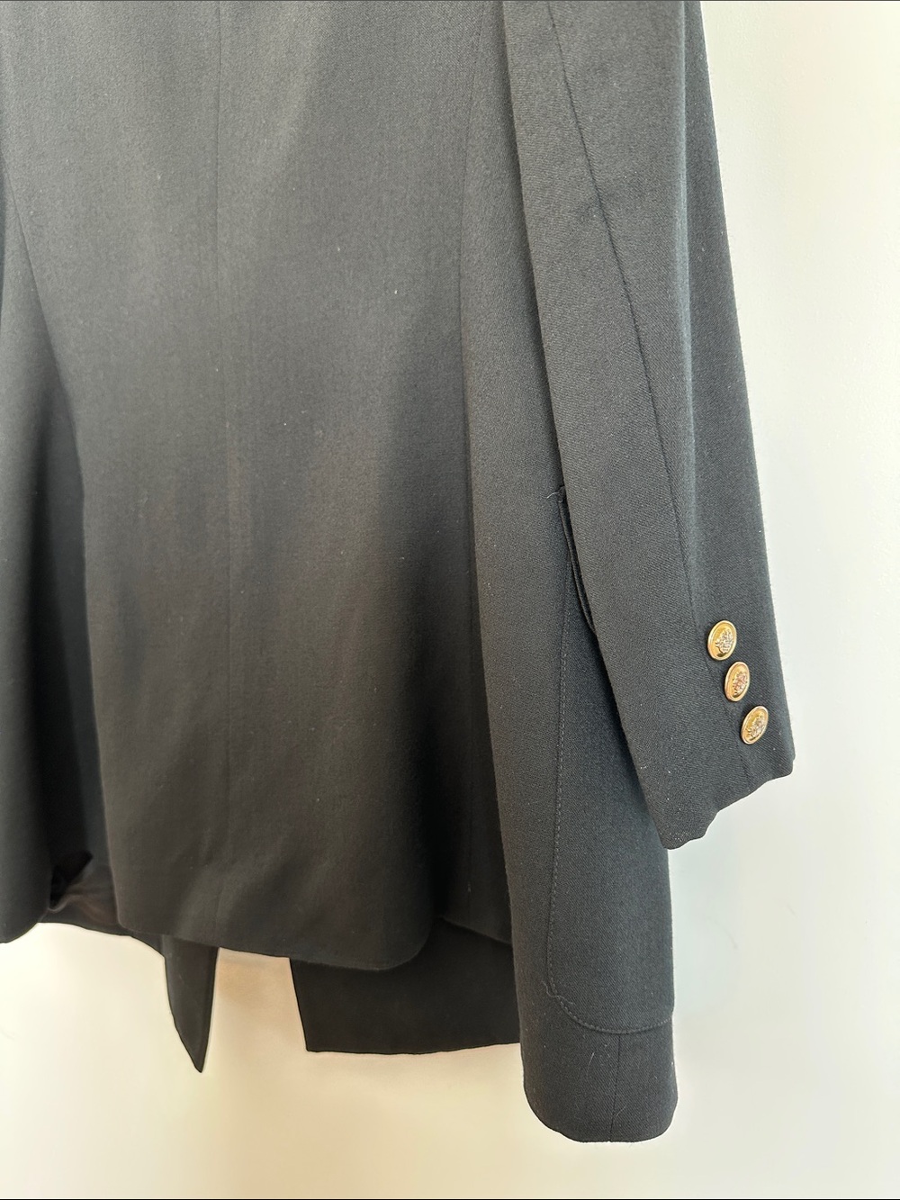 Vintage 90s Ralph Lauren Black Double-Breasted Blazer with Embroidered Crest 14 - Picture 11 of 12